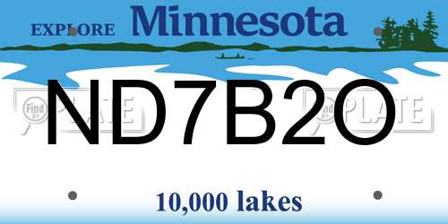 ND7B2O Minnesota License Plate