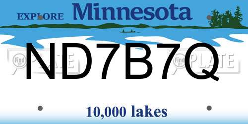 ND7B7Q Minnesota License Plate