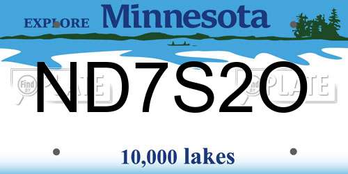 ND7S2O Minnesota License Plate