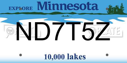 ND7T5Z Minnesota License Plate