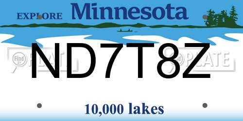 ND7T8Z Minnesota License Plate