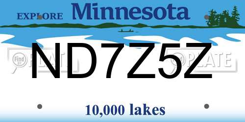 ND7Z5Z Minnesota License Plate