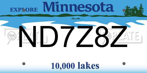ND7Z8Z Minnesota License Plate