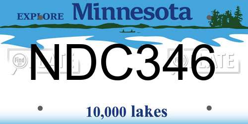 NDC346 Minnesota License Plate