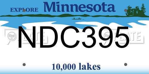 NDC395 Minnesota License Plate