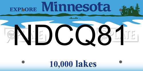 NDCQ81 Minnesota License Plate