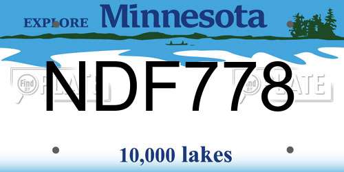 NDF778 Minnesota License Plate