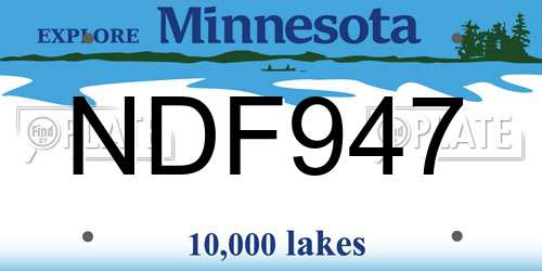 NDF947 Minnesota License Plate