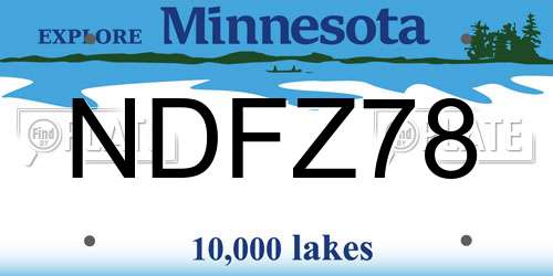 NDFZ78 Minnesota License Plate