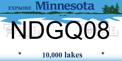 NDGQ08 Minnesota License Plate