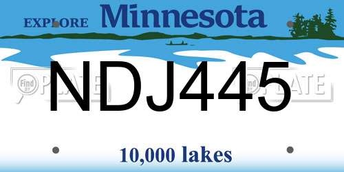 NDJ445 Minnesota License Plate
