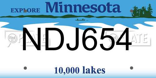 NDJ654 Minnesota License Plate