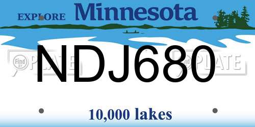 NDJ680 Minnesota License Plate
