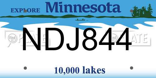 NDJ844 Minnesota License Plate