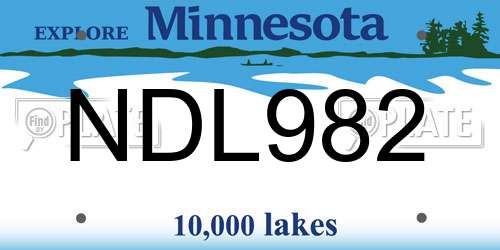 NDL982 Minnesota License Plate