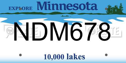 NDM678 Minnesota License Plate