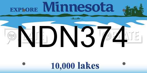 NDN374 Minnesota License Plate