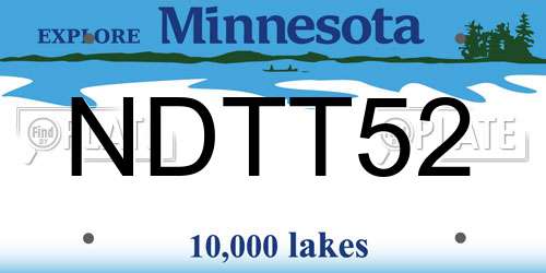 NDTT52 Minnesota License Plate