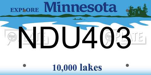NDU403 Minnesota License Plate