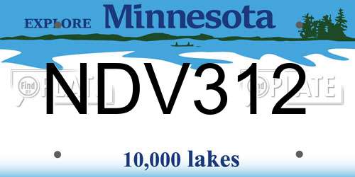 NDV312 Minnesota License Plate