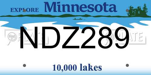 NDZ289 Minnesota License Plate