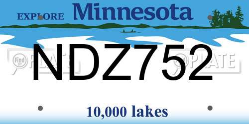 NDZ752 Minnesota License Plate