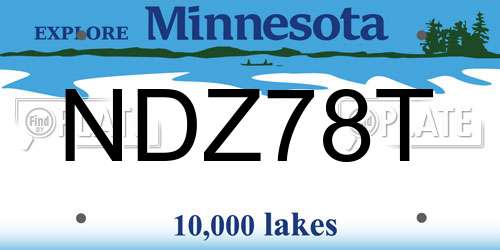 NDZ78T Minnesota License Plate