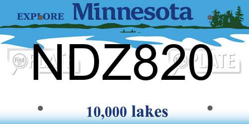 NDZ820 Minnesota License Plate