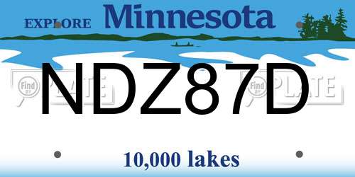 NDZ87D Minnesota License Plate