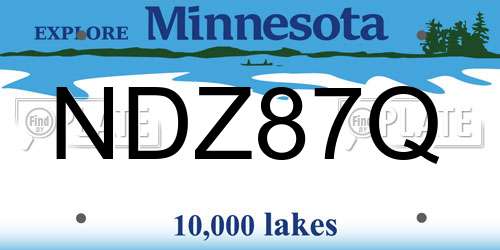 NDZ87Q Minnesota License Plate