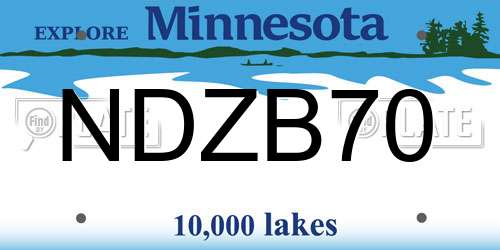 NDZB70 Minnesota License Plate