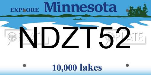 NDZT52 Minnesota License Plate