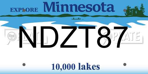 NDZT87 Minnesota License Plate