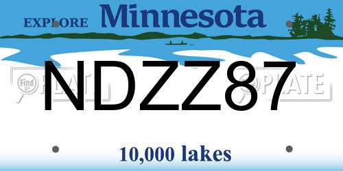 NDZZ87 Minnesota License Plate