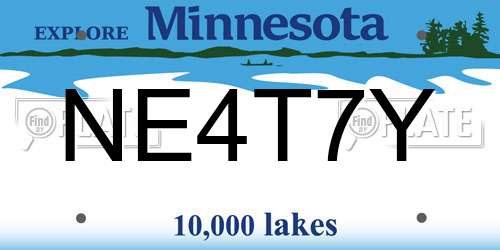 NE4T7Y Minnesota License Plate