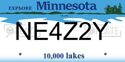 NE4Z2Y Minnesota License Plate