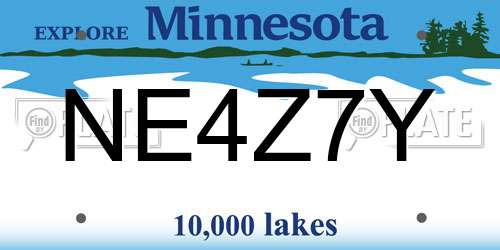 NE4Z7Y Minnesota License Plate
