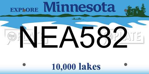 NEA582 Minnesota License Plate