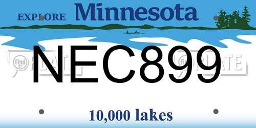 NEC899 Minnesota License Plate