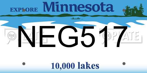 NEG517 Minnesota License Plate