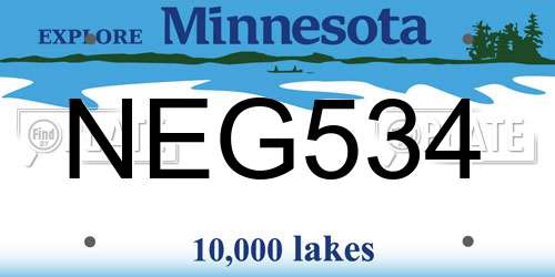NEG534 Minnesota License Plate