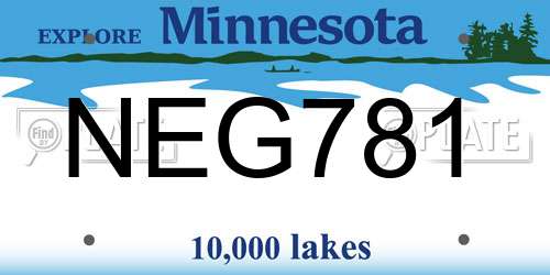 NEG781 Minnesota License Plate