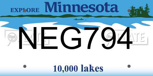 NEG794 Minnesota License Plate