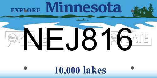 NEJ816 Minnesota License Plate