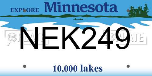 NEK249 Minnesota License Plate