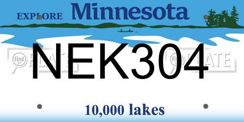 NEK304 Minnesota License Plate