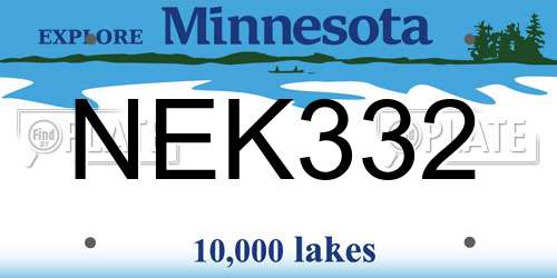 NEK332 Minnesota License Plate