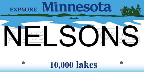 NELSONS Minnesota License Plate