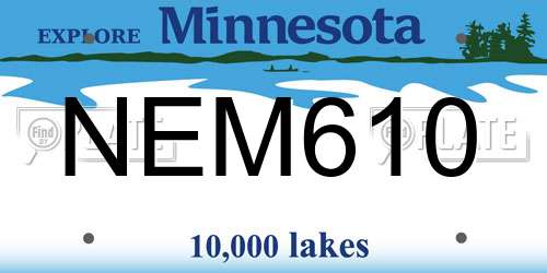 NEM610 Minnesota License Plate