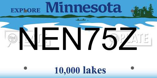 NEN75Z Minnesota License Plate